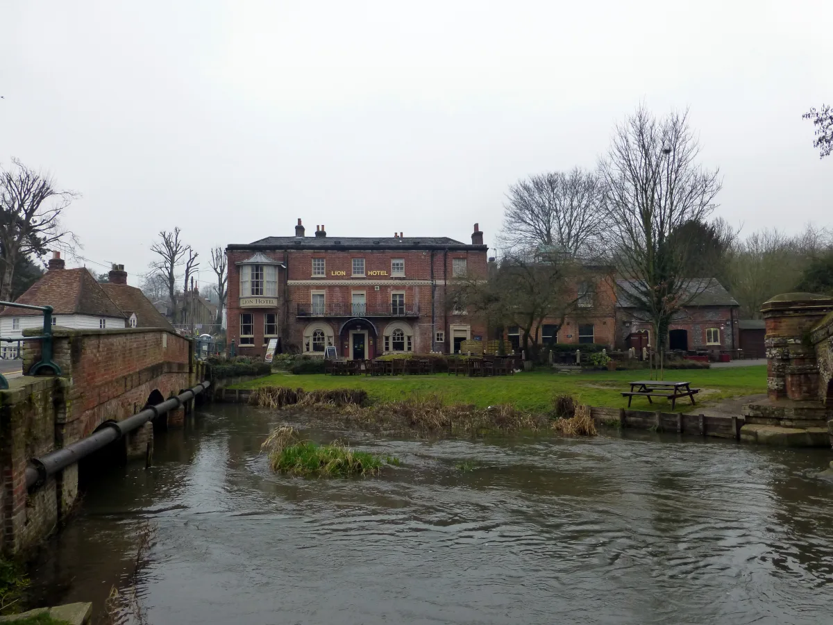 The Lion Hotel beside the River Darent in Farningham village centre