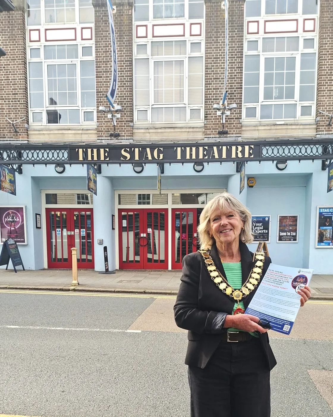 Mayor of Sevenoaks Cllr Victoria Granville outside the Stag Theatre
